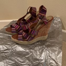 Womens Wedge Stripes Strappy Shoes