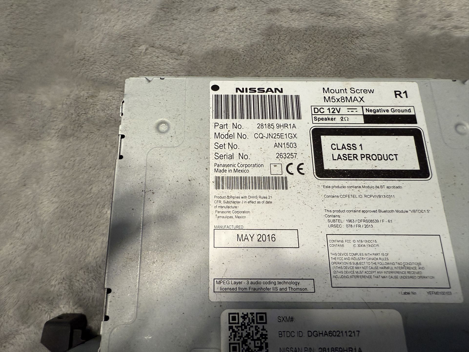 2016 Altima factory radio with backup camera