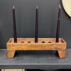❤️ Distressed Wood Rustic Candle Holder
