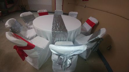 Tables chairs moonwalks and tent