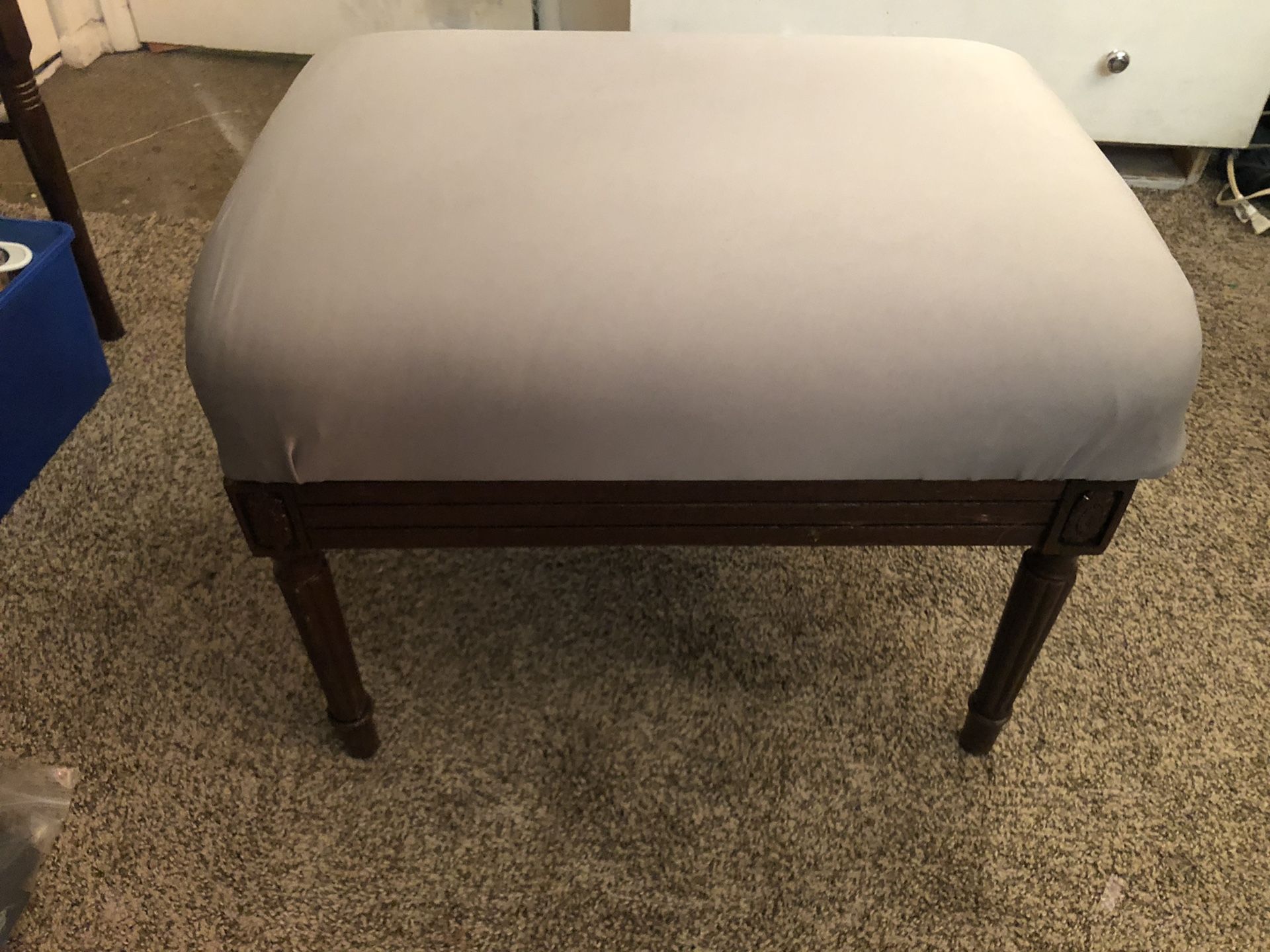 Antique gray and wooden Ottoman
