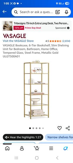 VASAGLE 6-Tier Bookshelf LGT500A01