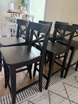 Black Wood Counter Height Bar Stools Set