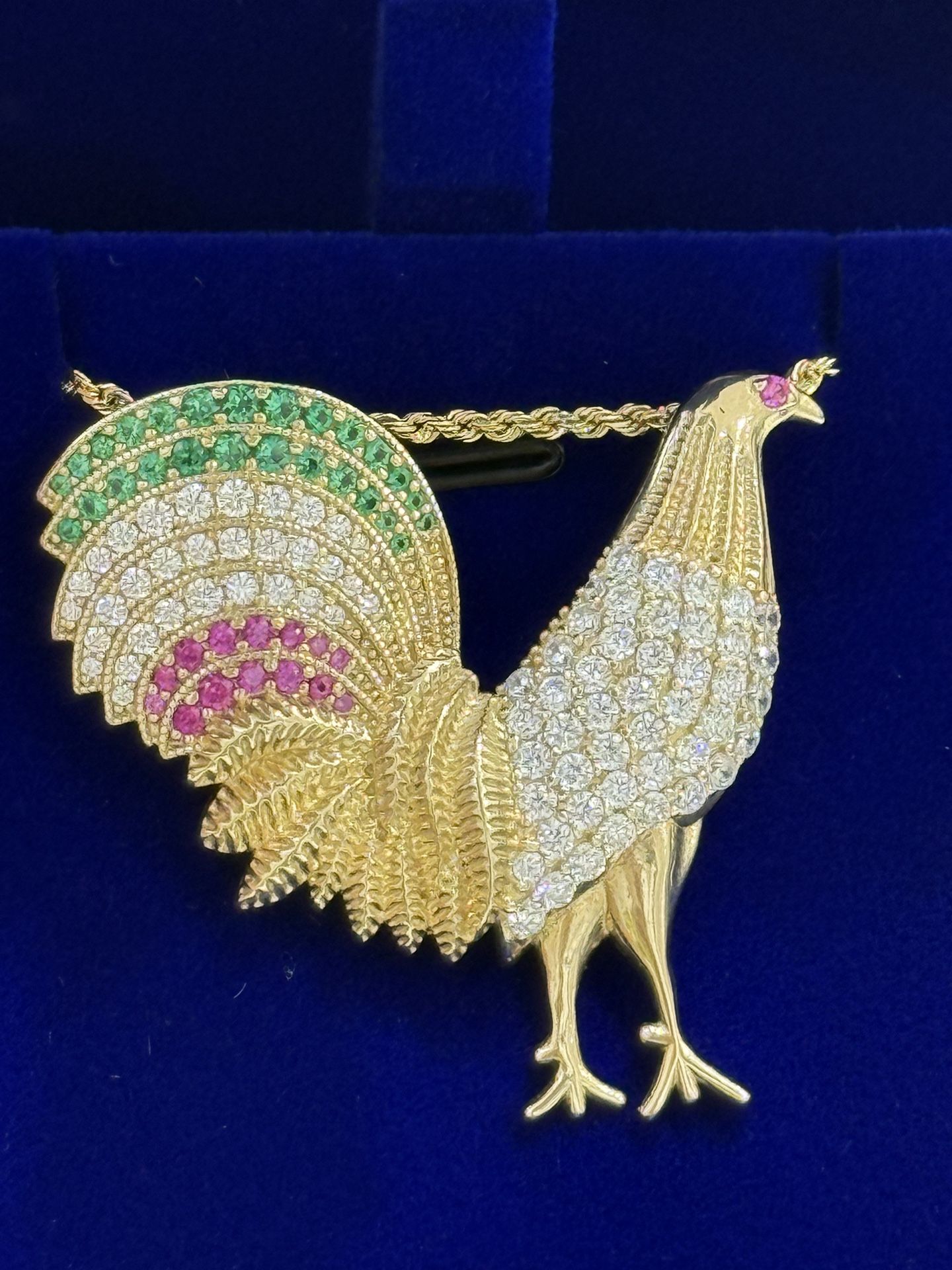 10KT Gold Rooster Pendant Necklace