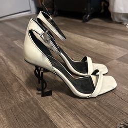 Ysl white heels 