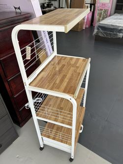 Kitchen Shelf Microwave Storage W/ Power Outlet