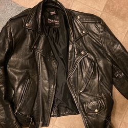 Men's WILSON'S Black Leather Jacket M, Vintage, Motorcycle Jacket, Bomber