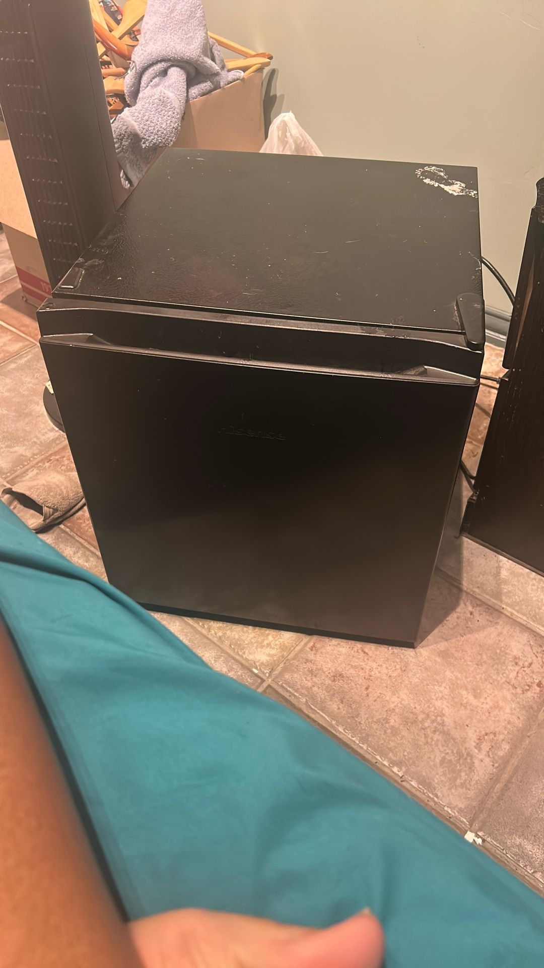 Black mini fridge
