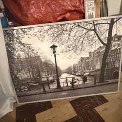 Large Framed European Canal Wall Art – 39” x 55”