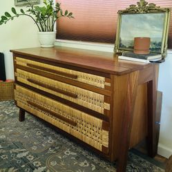 Solid Wood Mid Century Dresser with Boho Flare