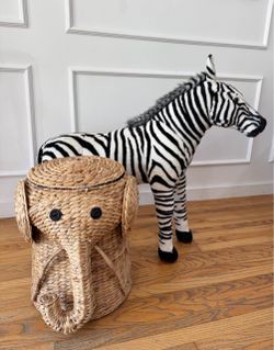 Melissa & Doug Giant Plush Zebra free elephant wicker basket