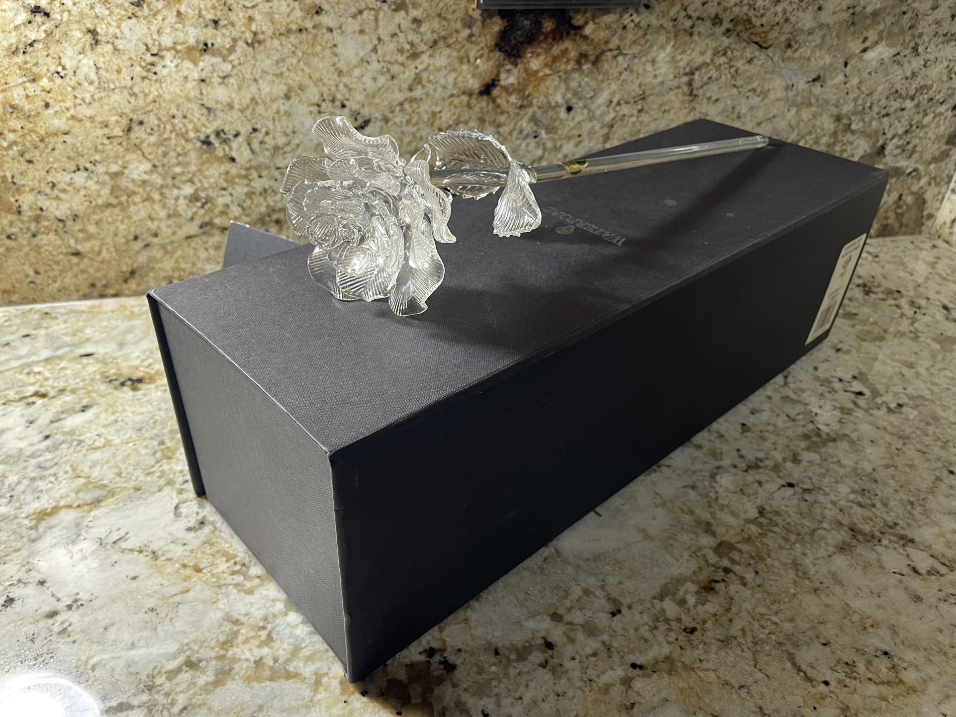 Waterford Crystal Fleurology 14.5” Clear Rose Flower Figurine In Box -154653