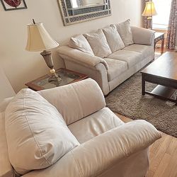 Microfiber Suede Sofa and Matching Chair (like new!)