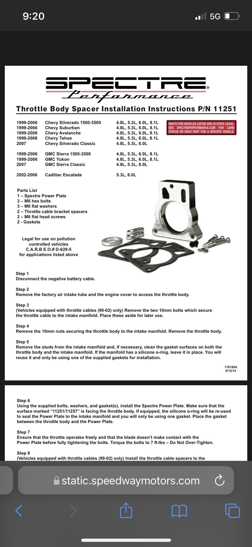 Gm Throttle Body Spacer
