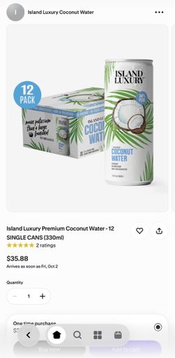 Coconut Water - 2 x 12 paks Island Luxury!  Unopened box Leftovers from party