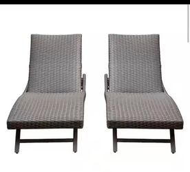 New in Box Domi 2 PCS Outdoor Chaise Lounge Set Aluminum Patio Padded Quick Dry Foam Wicker Lounge