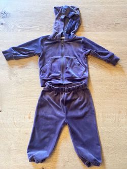 Baby Velour Tracksuit Set with Hood 9-12 months Tea Collection