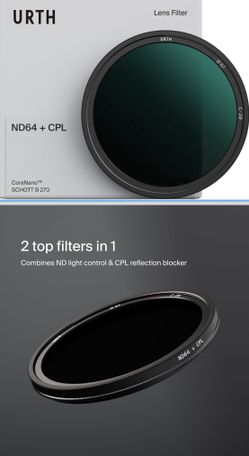 Urth Filtro de lente CPL + ND64 de 3.031 in (Plus+) - Filtro de lente de cámara de 20 capas con revestimiento New Open Box