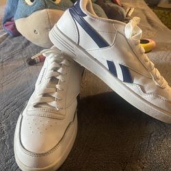Reebok White With Blue Leather Sneakers!