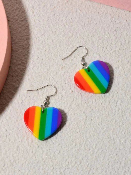 Rainbow Heart Earings And Socks Bundle 