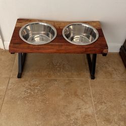 Dog Wooden Standard Double Bowls 