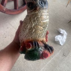 Ceramic Owl On A Log