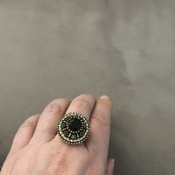 Antique Silver Ring Size 10 Garnet, White Topaz, Sapphire, Emerald Stones Pickup Gaithersburg Md20877