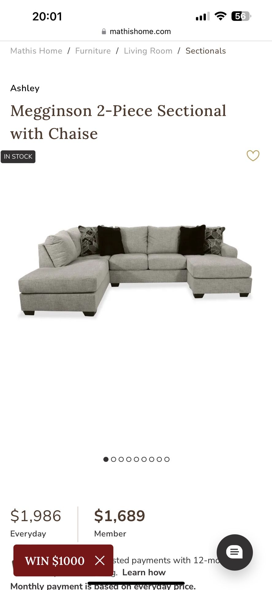 Megginson Sectional Couch and Lounger chair