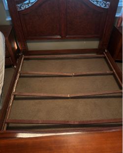 Cherry Wood King Bed Frame with Headboard