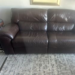 Electrically Reclining Leather Couch 