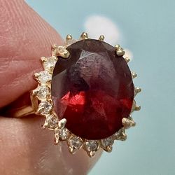 💎 Beautiful 14K Yellow Gold Garnet & Diamond Wrench