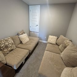 Beige & Brown Sectional