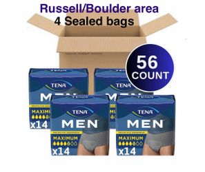 Tena Men disposable Underwear, Maximum Absorbency, Adult Diapers, XX-Large. Russell/Boulder area