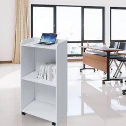 New Portable Podium Stand Reception Desk with Adjustable Shelf,