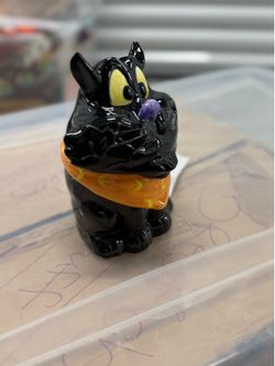black cat candy dish