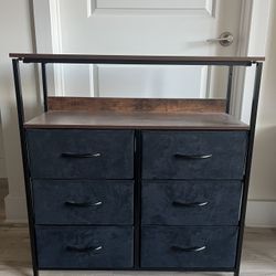 Black Fabric Dresser with Shelf 