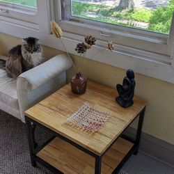 Solid Wood Industrial End Table