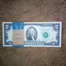 Twenty 1995 $2 Two Dollar Brand New Consecutive Banknotes
