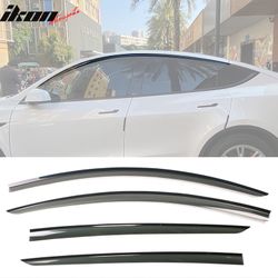 Fits 2020-2024 Tesla Model Y Acrylic Window Visors Smoke Sun Rain Deflectors 4PCS