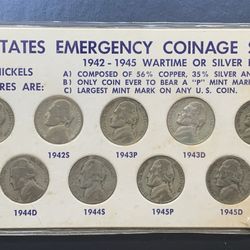 United States Emergency Coinage World War II Silver Nickel Set