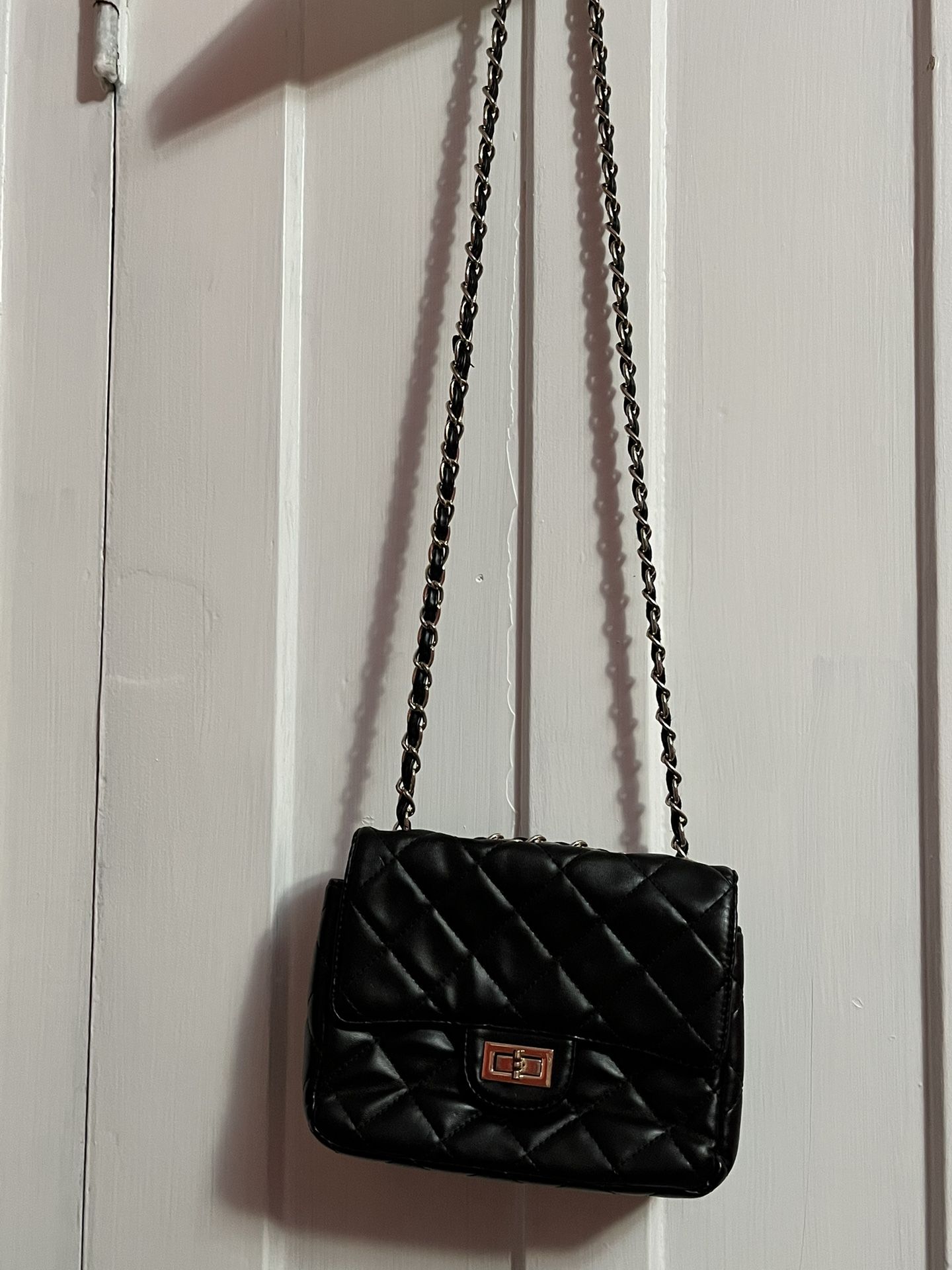 Faux Leather Black Small Shoulder Bag