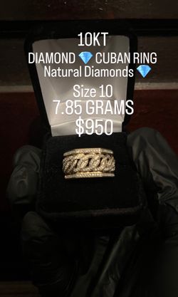 10KTGOLD  DIAMOND CUBAN RING SIZE 10
