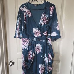 Women's Dress With Big Pink Roses