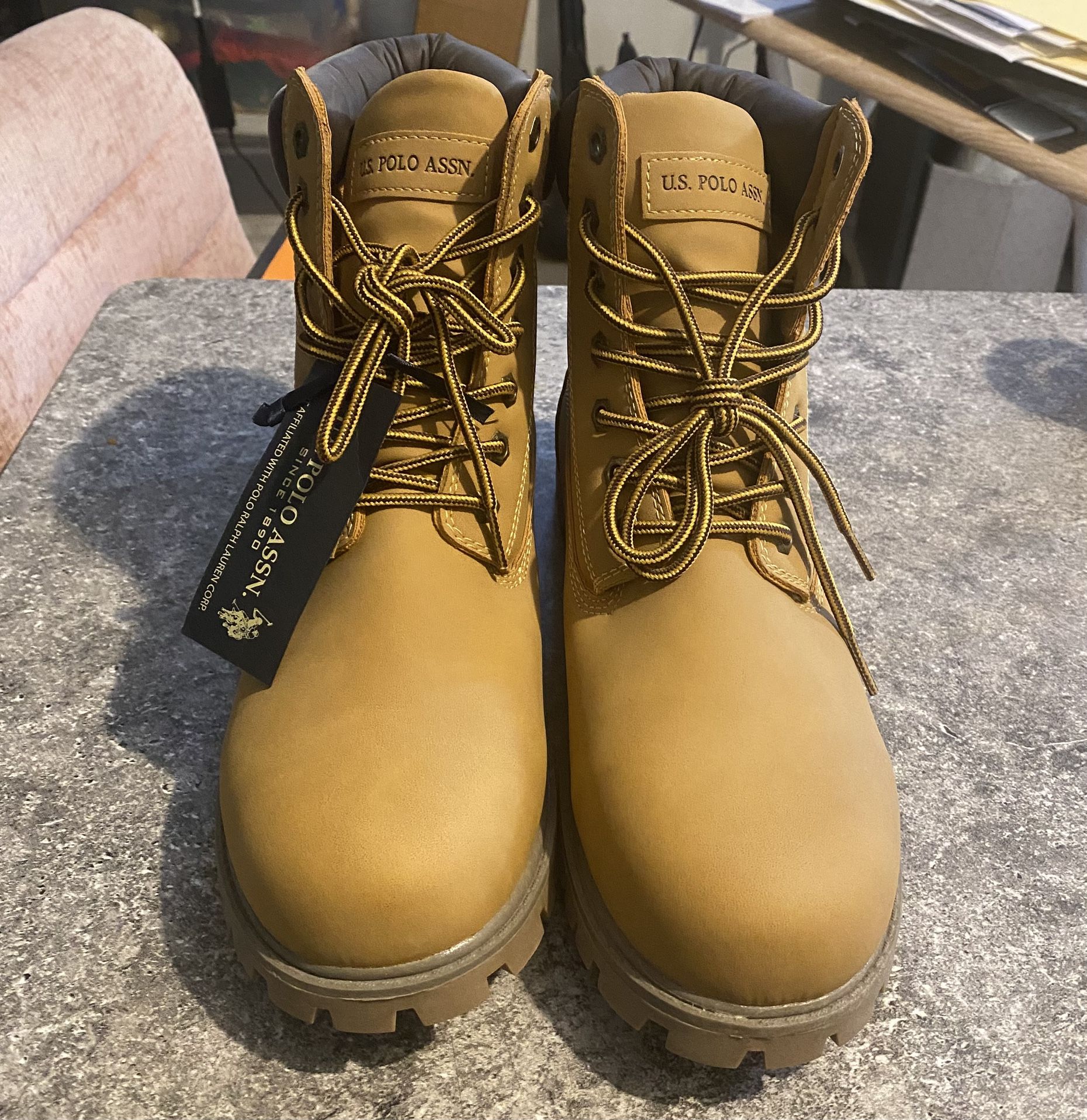 Polo Ass. Boots, Leather Work Boots, Size 10.5