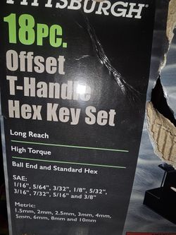 T Handle Hex Key Set 18 Pc Brand New 