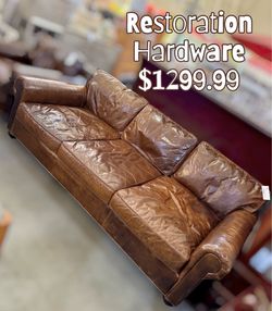 Restoration Hardware Leather Sofa Couch