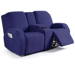 Ruaozz Stretch Loveseat Recliner Covers with Console 4-Pieces Recliner Sofa Covers with Pockets Jacq