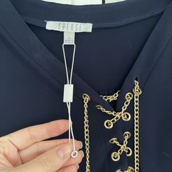 Blue Dress With Gold Chains