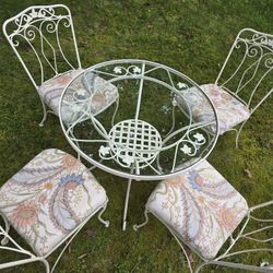 TABLE AND CHAIRS-WROUGHT IRON NEW REFINISH 