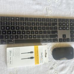 APPLE WIRELESS KEYBOARD & MAGIC MOUSE 2 - BLACK - LIKE NEW